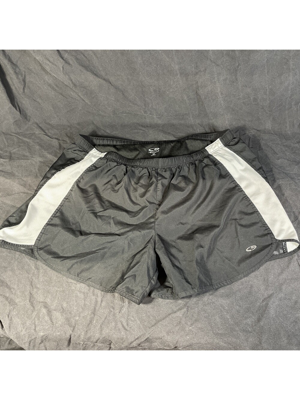 Champion Sports Running Shorts w/ liner - Black / White- Size Medium- key pocket